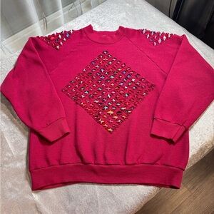 Fruit of the Loom Burgundy Sweater with Diamond Cutouts